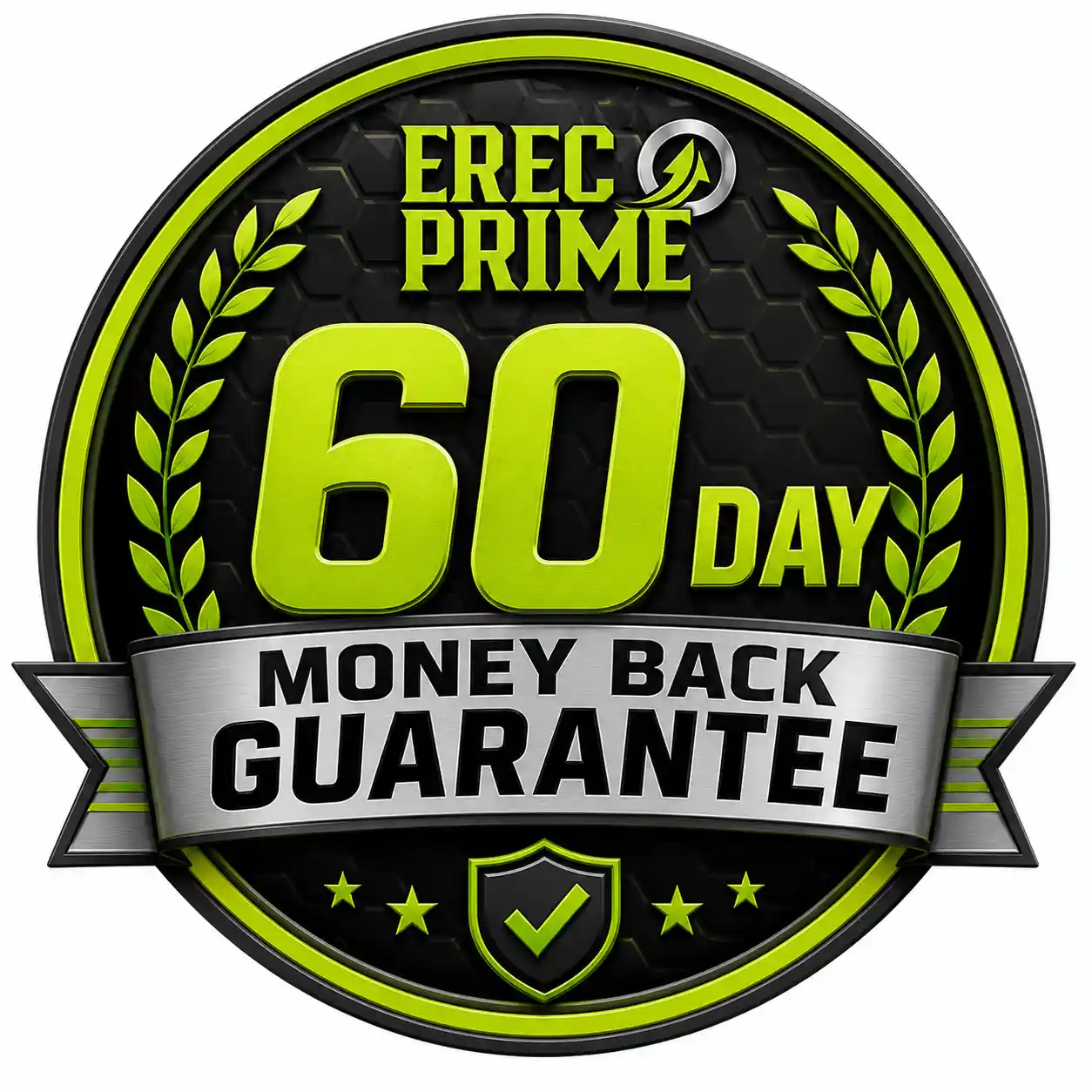 ErecPrime 60 day money back guarantee badge